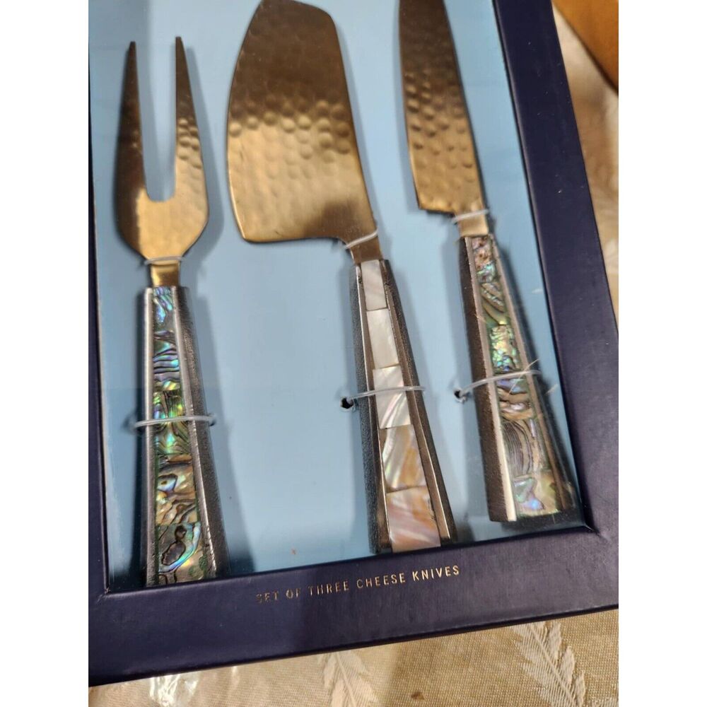 Anthropologie Arctic Twilight Cheese Knives, Set of 3 - Picture 5 of 8